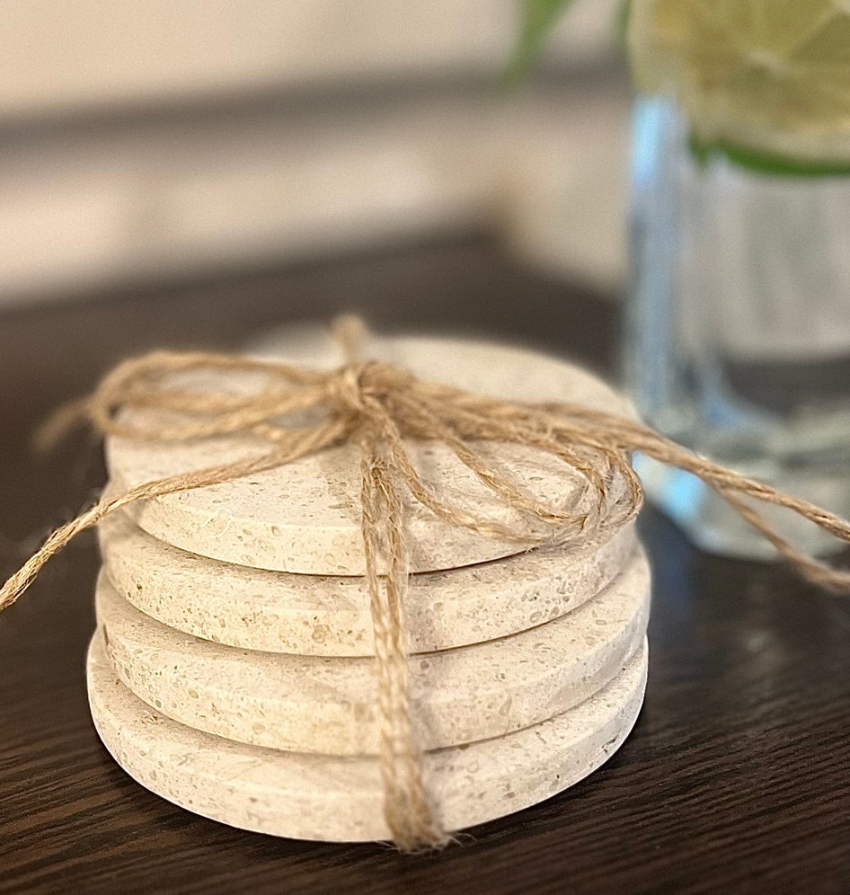 СПK Подставка круглая (91х91х8 мм)/Известняк Branco Valongo/Бежевый/Лощение - изображение 6