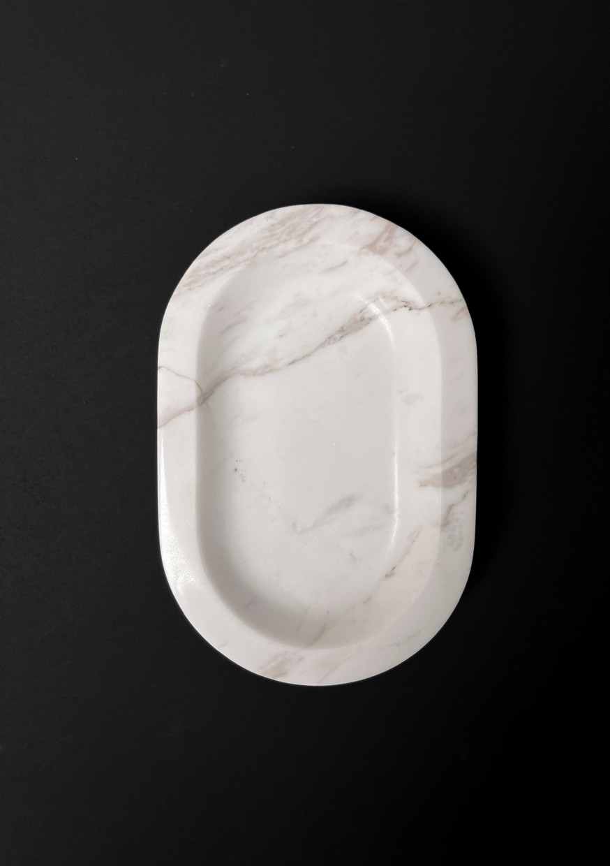 СПK Мыльница скругленная (150х100х18 мм)/Мрамор Pirgon/Белый/Лощение - изображение 2