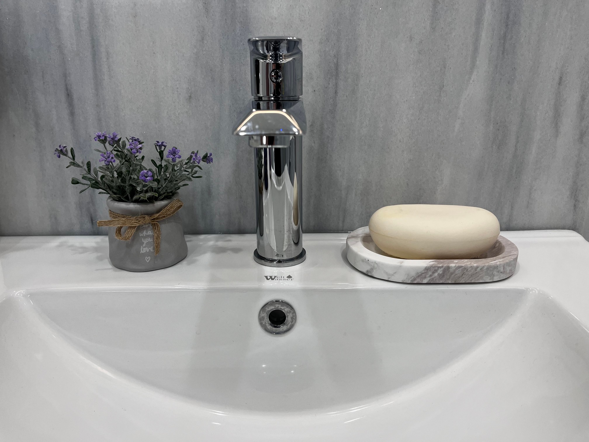 СПK Мыльница скругленная (150х100х18 мм)/Мрамор Pirgon/Белый/Лощение - изображение 4