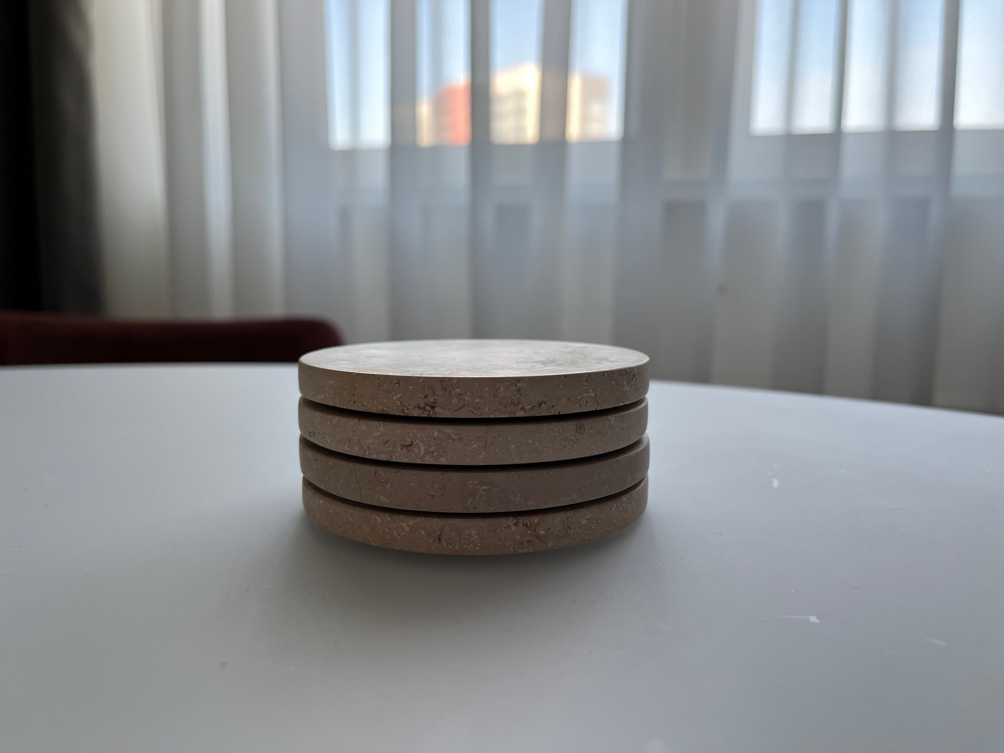 СПK Набор из 4х шт Подставка круглая (91х91х40 мм)/Известняк Jura Beige/Бежевый/Лощение - изображение 6