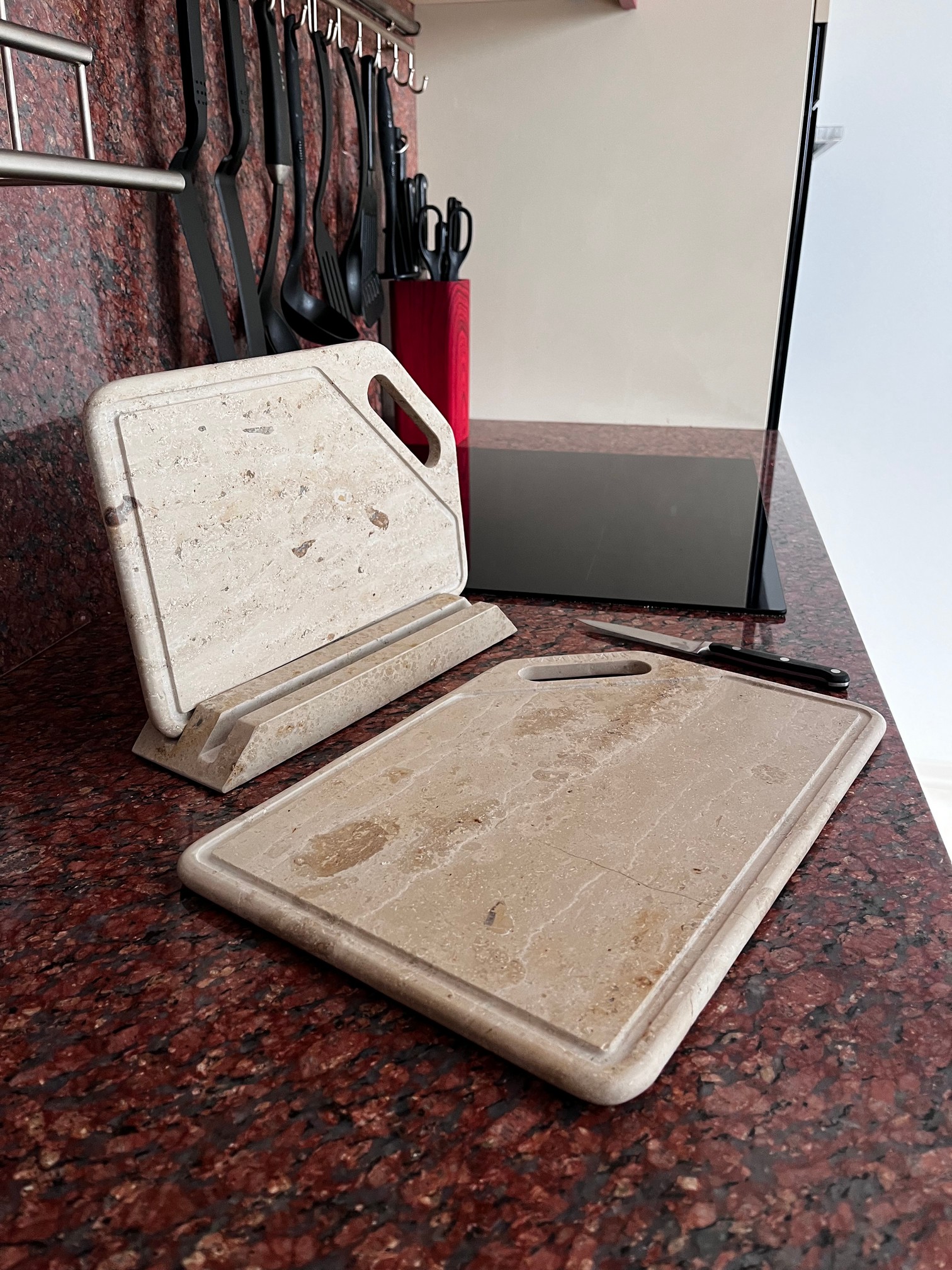 СПK Набор Разд. Доски с подставкой (360х250х80 мм)/Известняк Jura Beige/Бежевый/Антик - изображение 4