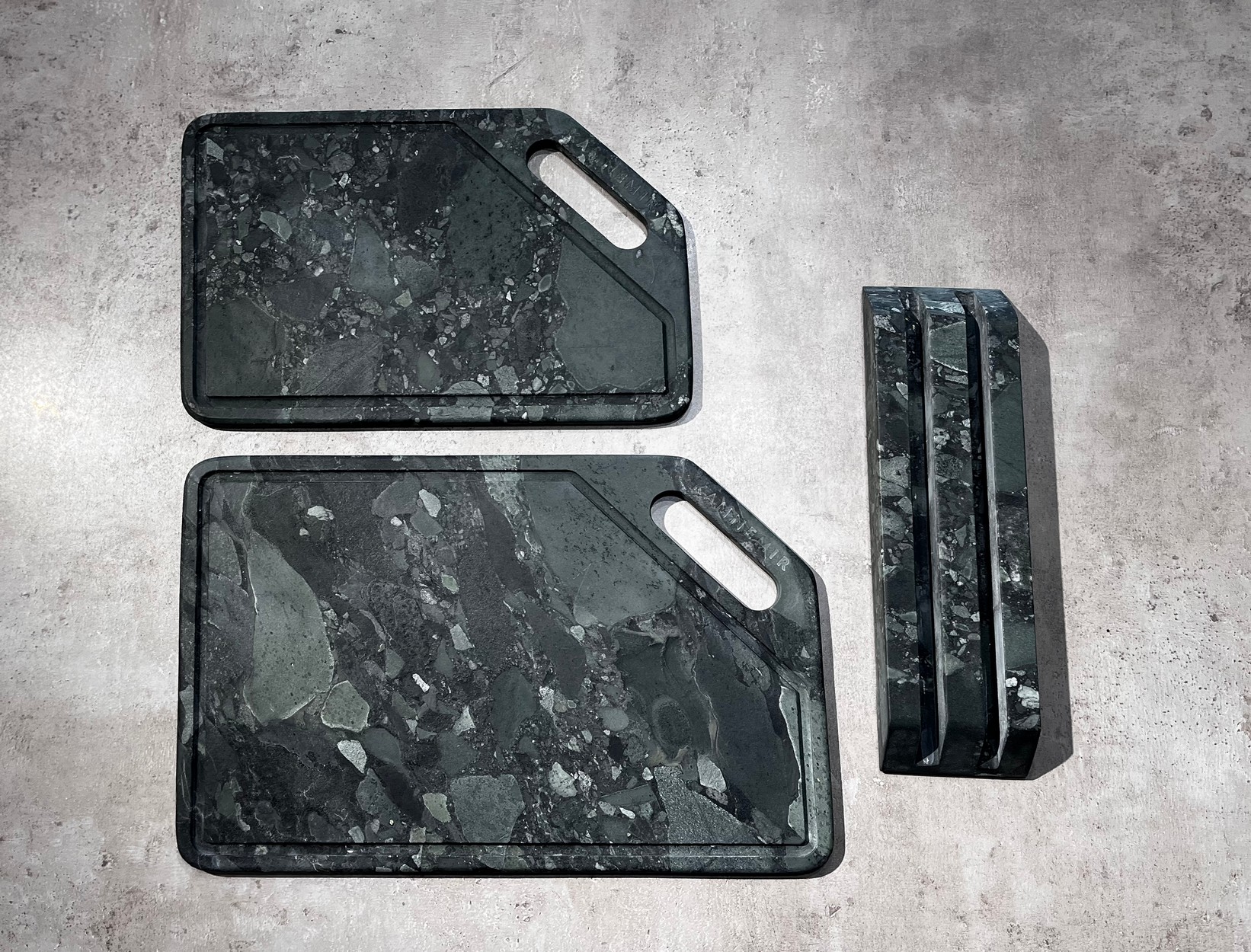 Изображение СПK Набор Разд. Доски с подставкой (360х250х80 мм)/Конгломерат Onego Green/Зеленый/Антик