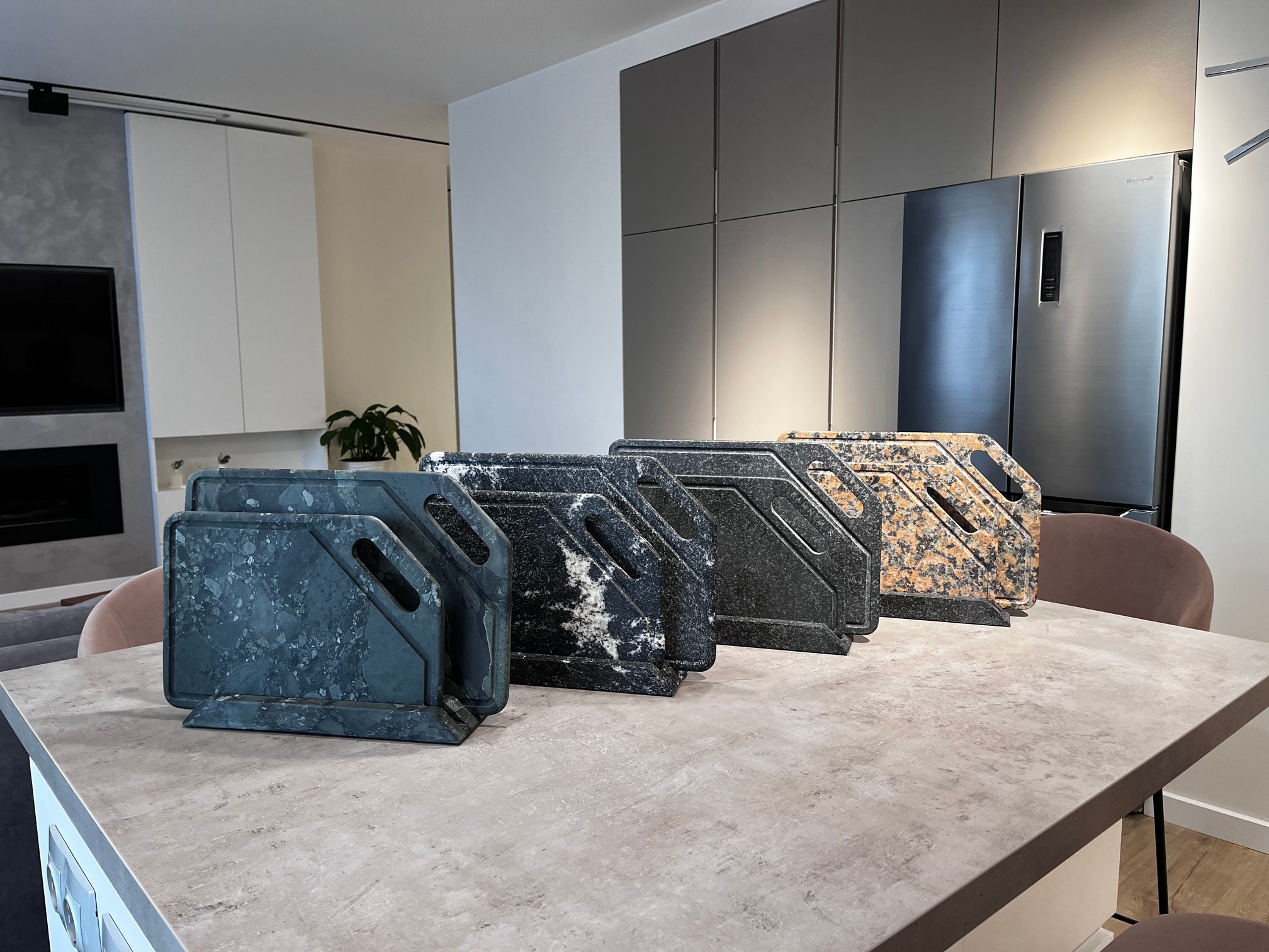 СПK Набор Разд. Доски с подставкой (360х250х80 мм)/Конгломерат Onego Green/Зеленый/Антик - изображение 4