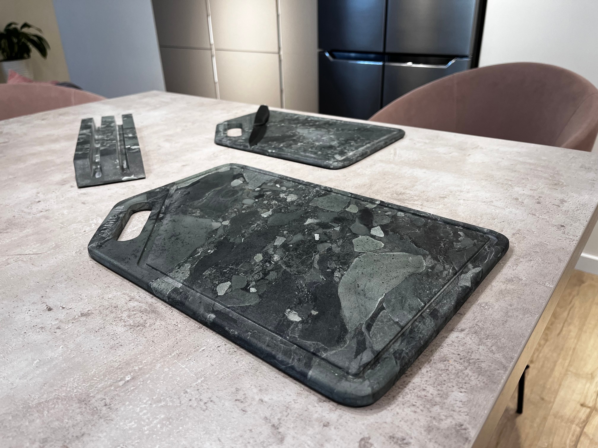 СПK Набор Разд. Доски с подставкой (360х250х80 мм)/Конгломерат Onego Green/Зеленый/Антик - изображение 5