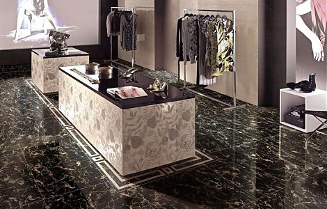 Пол из мрамора Nero Portoro