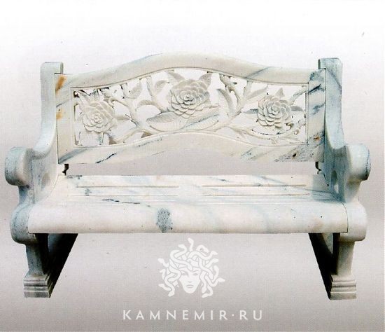 Скамейка резная из белого мрамора  - изображение 1
