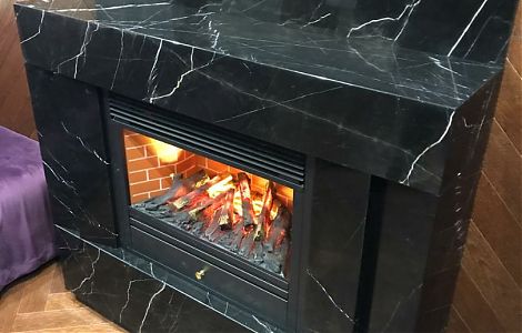 Облицовка камина черным мрамором Nero Marquina изображение 2